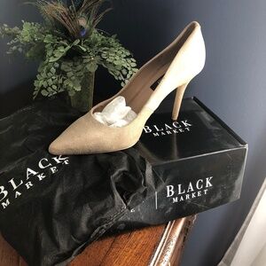 White House Black Market Olivia Shimmer Suede pumps